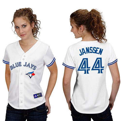 Casey Janssen #44 mlb Jersey-Toronto Blue Jays Women's Authentic Home White Cool Base Baseball Jersey